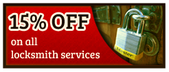 15% off on all locksmith services, coupon